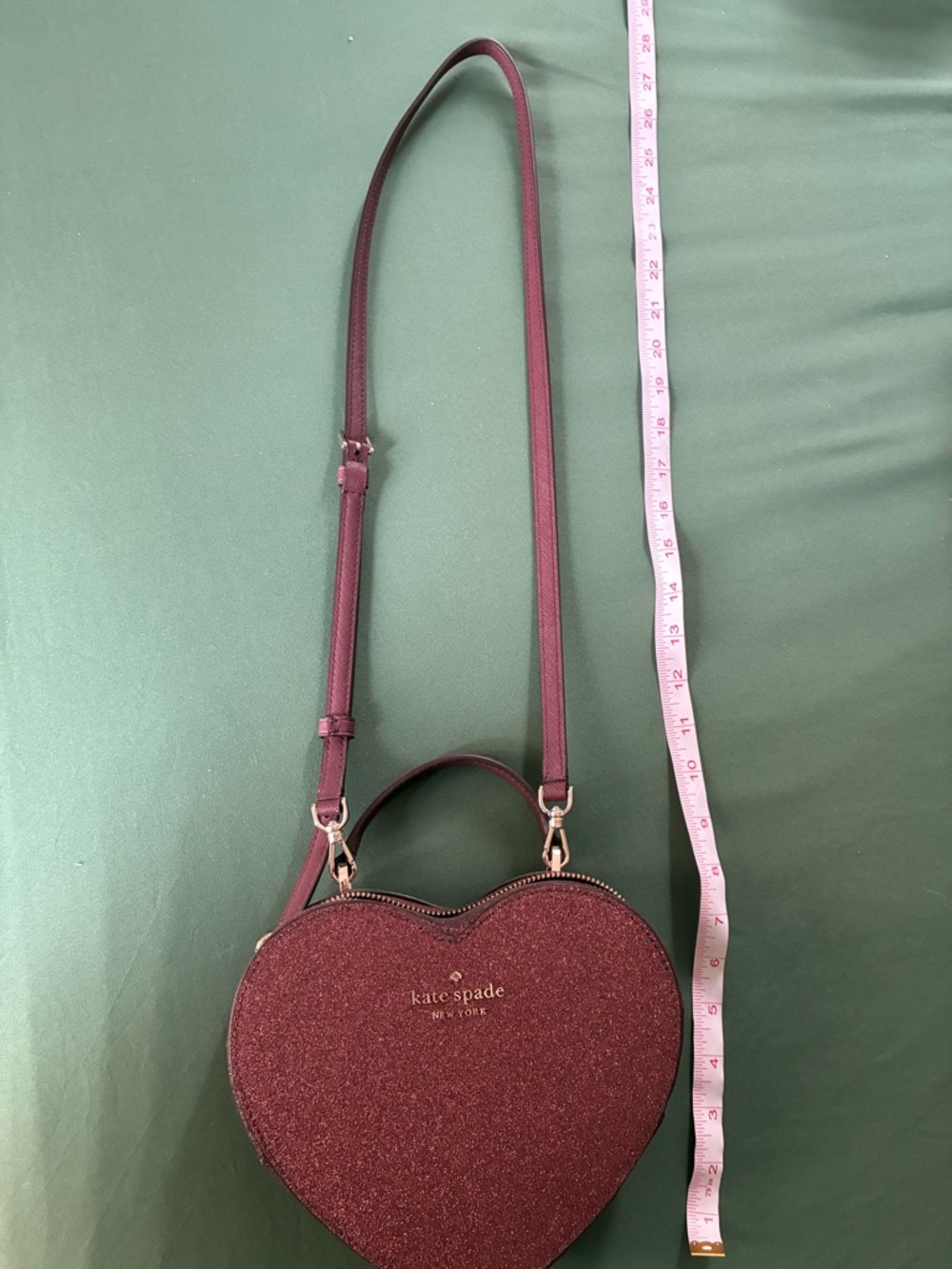 kate spade Wine Glitter Heart Crossbody Bag